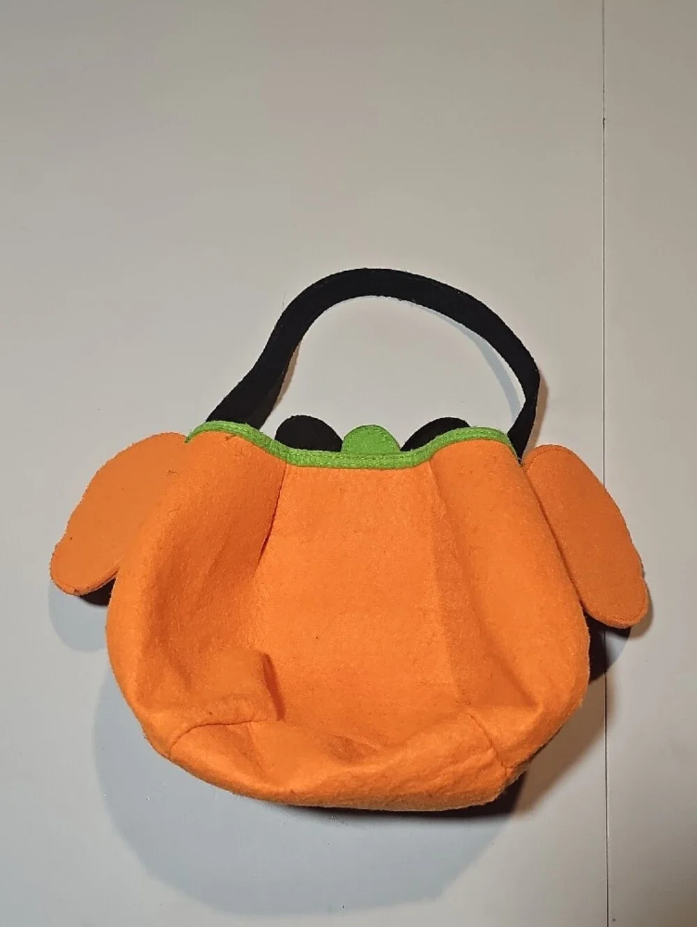 Disney Orange Pumpkin Trick-or-Treat Bag with Black Ears and Green Lining